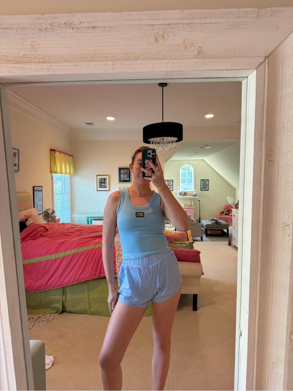 DAILY DRILLS Light Blue Ribbed Tank & Shorts Set